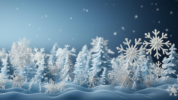 Zachte blauwe kerstbanner met sneeuwvlokken Vrolijk kerstfeest