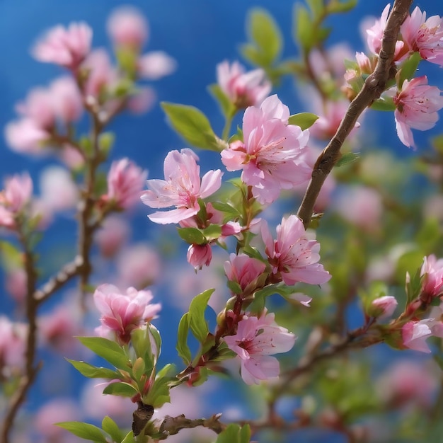 Zachte bloemen takken op blauw