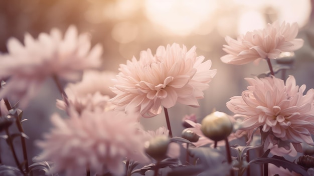 Zachte dromerige zoete bloem voor liefdesromance achtergrond Generatieve AI