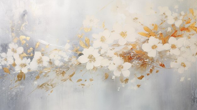 Zachte focus bloemenverf horizontale achtergrond Zachte grijze en witte kleuren met gouden glitter