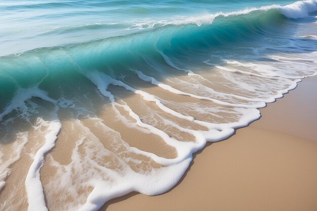 Zachte golven van de blauwe oceaan op het zandstrand