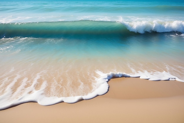 Zachte golven van de blauwe oceaan op het zandstrand