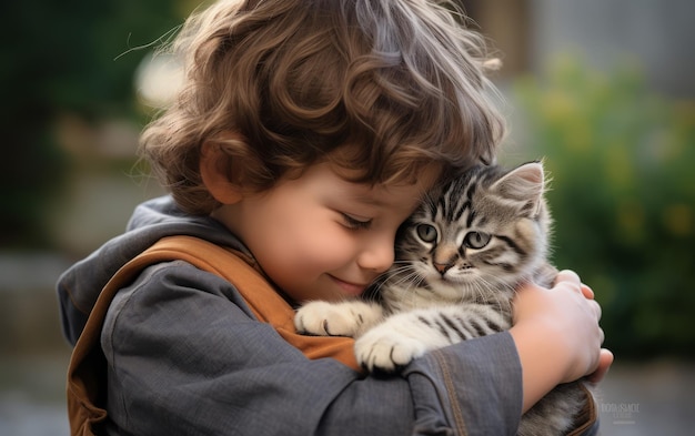 Zachte handen Zachte vacht Een peuter die vertrouwen opbouwt met een kitten