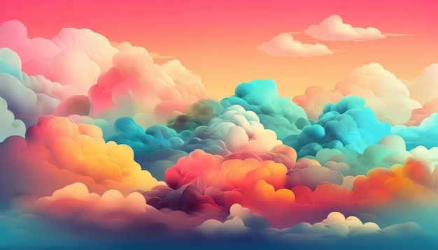 Zachte kleurrijke wolkenachtergrond met generatieve ai
