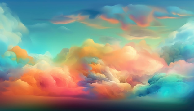Zachte kleurrijke wolkenachtergrond met generatieve ai