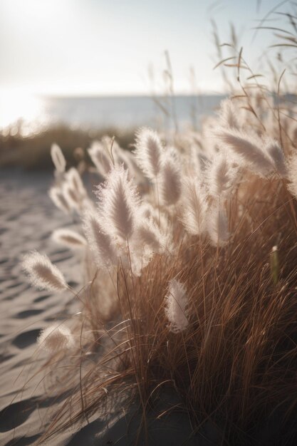 Zachte nadruk op Pampasgras bij de Generatieve AI van het Strand