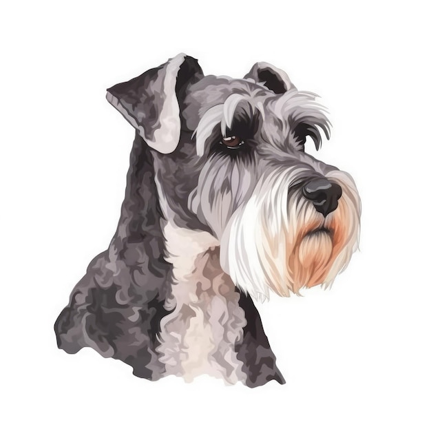 Zachte pastel aquarel van een Dwergschnauzer Perfect voor uitnodigingen en scrapbooking