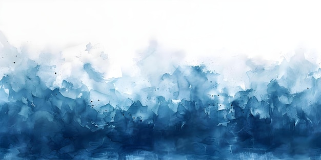 Zachte penseelstreken in wit en blauw creëren een levendige aquarel achtergrond Concept Aquarel-effect Zachte penselstreken Levendige kleuren Wit en blauw palet