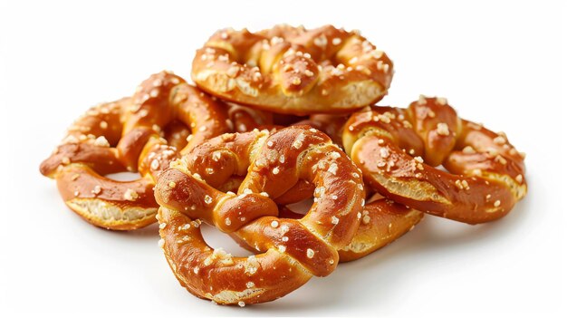 Zachte pretzelbeten geïsoleerd op een witte achtergrond