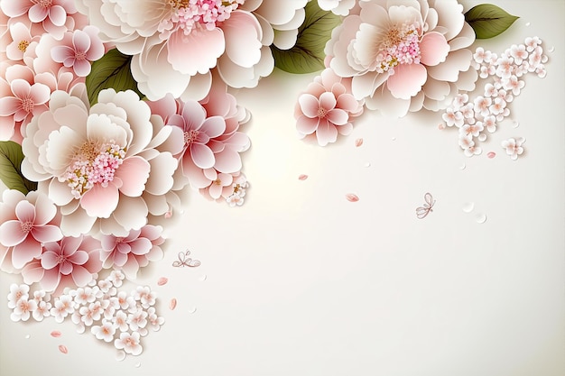 Zachte roze bloemen voor bruiloft achtergrond. Valentijnsdag bloemen achtergrond. AI gegenereerd