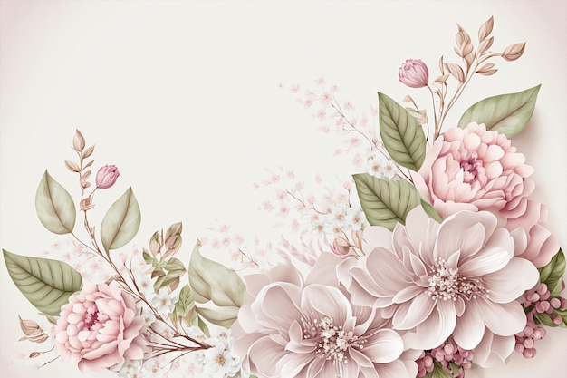 Zachte roze bloemen voor huwelijksachtergrond. Valentijnsdag bloemen achtergrond. AI gegenereerd