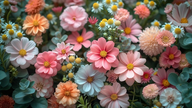 Foto zachte tonen en pastels zijn de perfecte aanvulling voor ontwerpen met bloemen generatieve ai