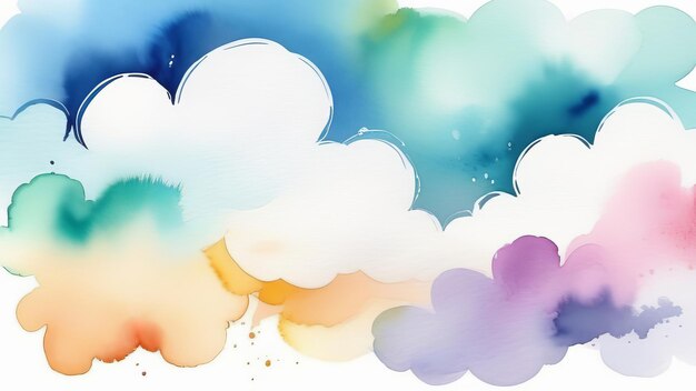 Zachte veelkleurige waterverfwolken op een droomende pastelkleurige hemel
