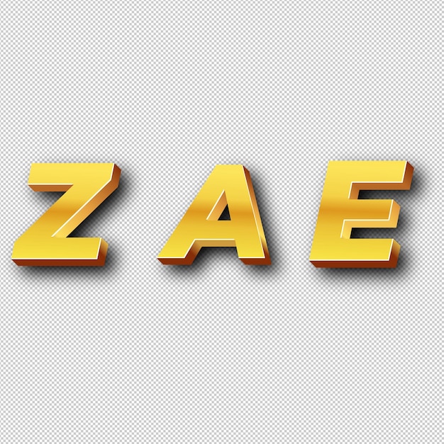 ZAE Gold Logo Icon Isolated White Background Transparent