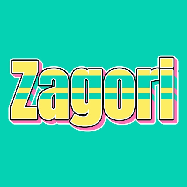 Photo zagori typography vintage 90s 3d design yellow pink text background photo jpg