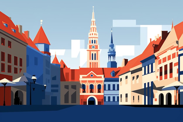 Photo zagreb's vibrant vignette red roofs and historic heartbeats