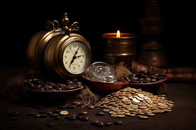 Zakat still life with grains and rice arrangement