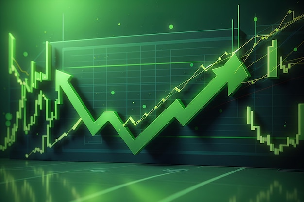 Zakelijke aandeel marktgroei groene pijl achtergrond