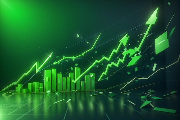 Zakelijke aandeel marktgroei groene pijl achtergrond