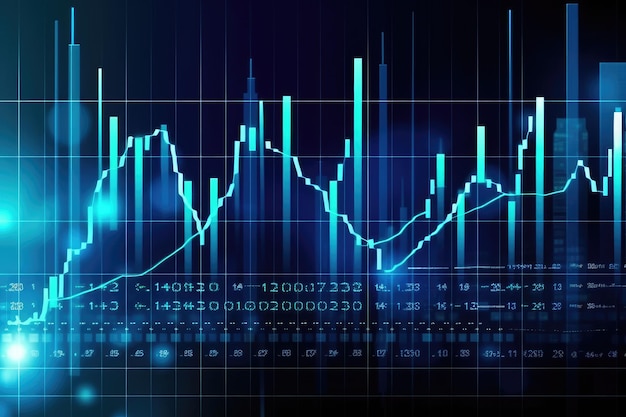 Zakelijke digitale grafiekgrafiek futuristisch voor aandelenmarkttechnologiestatistieken