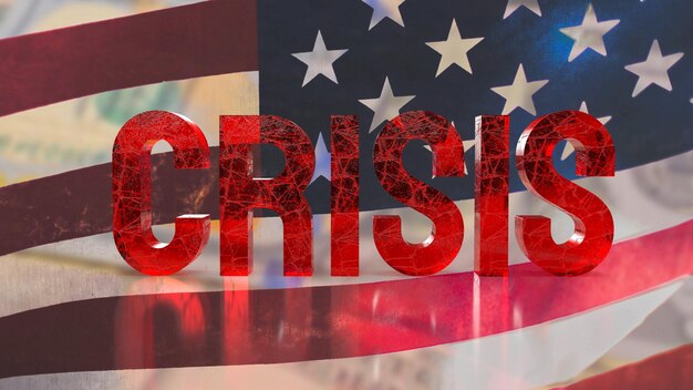 Zakelijke doel rode crisis tekst op Amerika vlag achtergrond bedrijfsconcept 3D-rendering