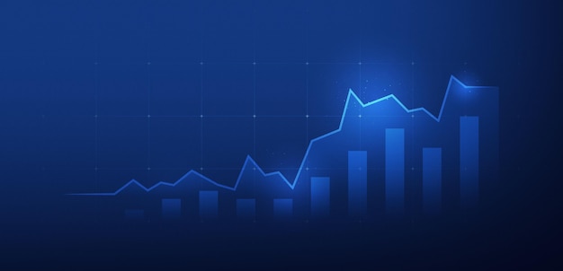 Zakelijke financiën grafiek van digitale winst wereldwijde aandelenmarkt en investeringseconomie financiële bankgegevens grafiek of groei prijs trading geld forex op technische achtergrond met statistieken diagram.