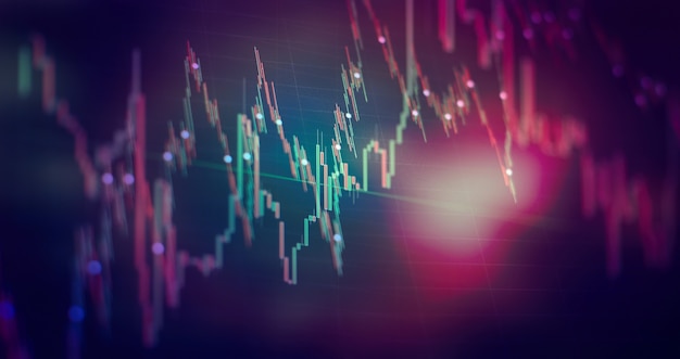 Zakelijke grafiek. Bullish bearish trend. Kandelaargrafiek opwaartse trend neerwaartse trend. Financiële boekhouding van de analyse van winstoverzichten. Het businessplan.