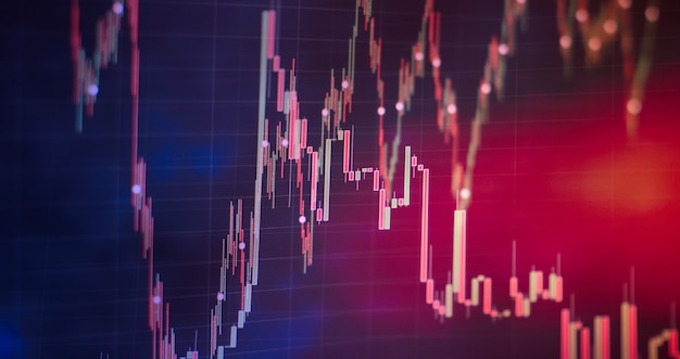 Zakelijke grafiek. Bullish bearish trend. Kandelaargrafiek uptrend downtrend. Financiële boekhouding van de analyse van winstoverzichten. Het businessplan.