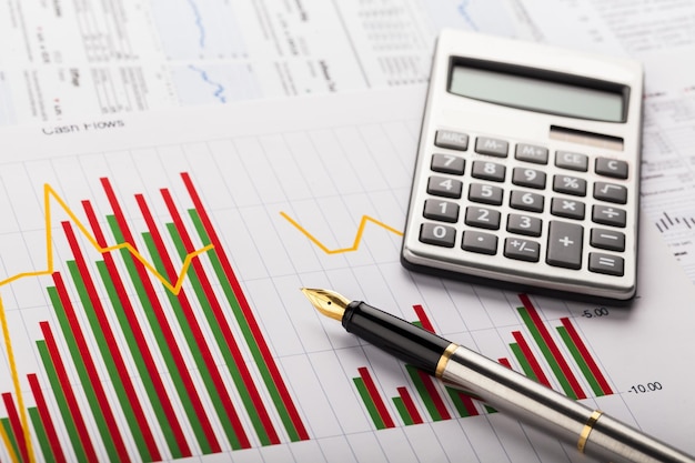 Zakelijke grafiekcalculator staafdiagramgegevensanalyse financiële grafiekstatistiekenanalyse