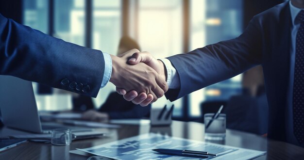 Zakelijke handdruk teamwerk partnerschap zakelijke deal concept succesvol onderhandelen zakenman handdruk
