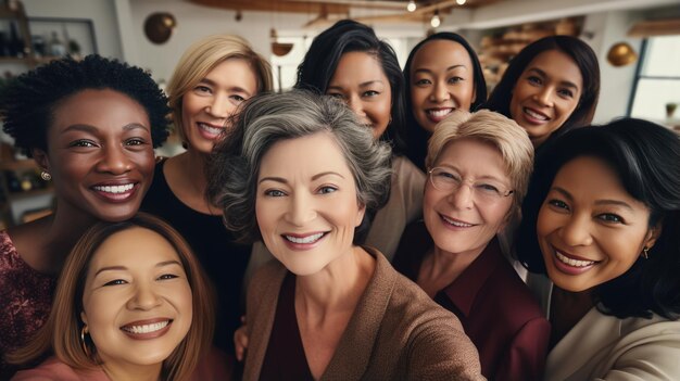 Zakelijke mensen nemen een selfie op kantoor Zakelijk team neemt een selfie samen bij het opstarten