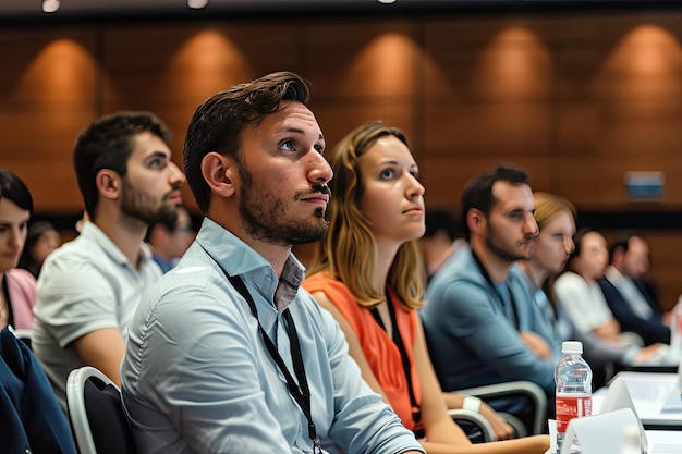 Zakelijke professionals die een vakbeurs bijwonen