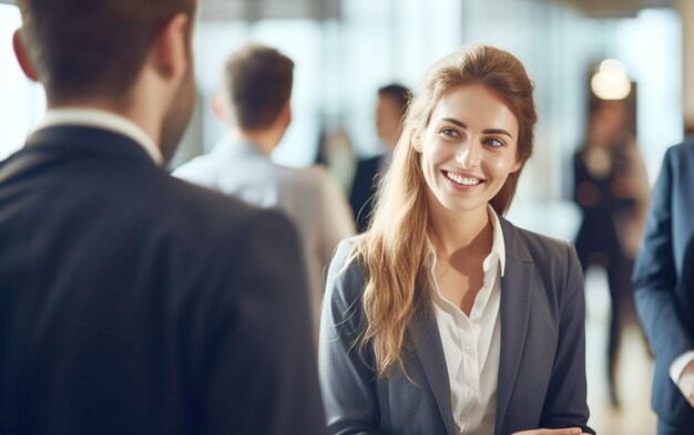 Zakelijke vrouw netwerken tijdens de pauze