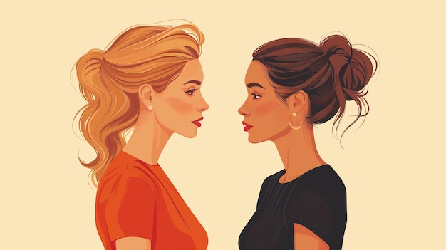 Zakelijke vrouwen praten met elkaar Platte illustratie