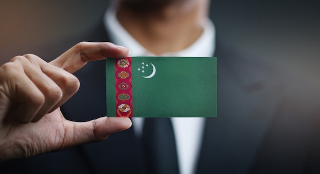 Zakenman Holding Card van de vlag van Turkmenistan