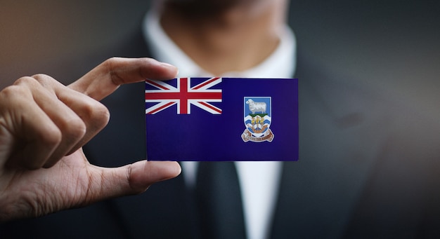 Zakenman Holding Card van Falkland Islands Flag