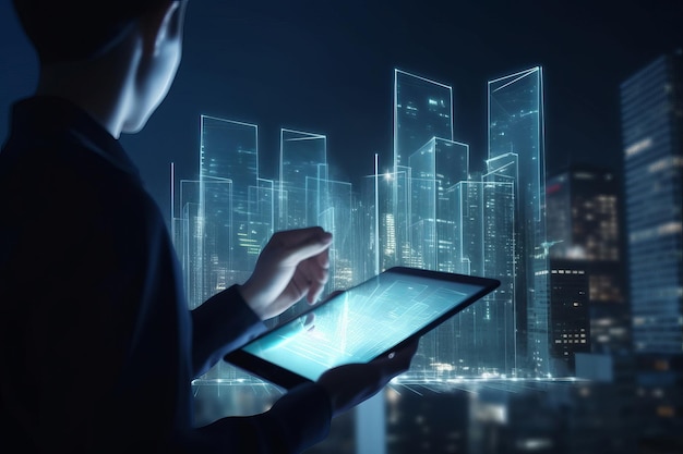 zakenman met pc zakenman met tablet professionele digitale tablet generatieve AI