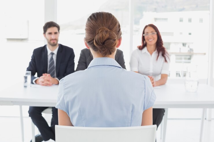 Foto zakenvrouw in een werkinterview