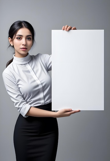 Foto zakenvrouw met een blank papier.