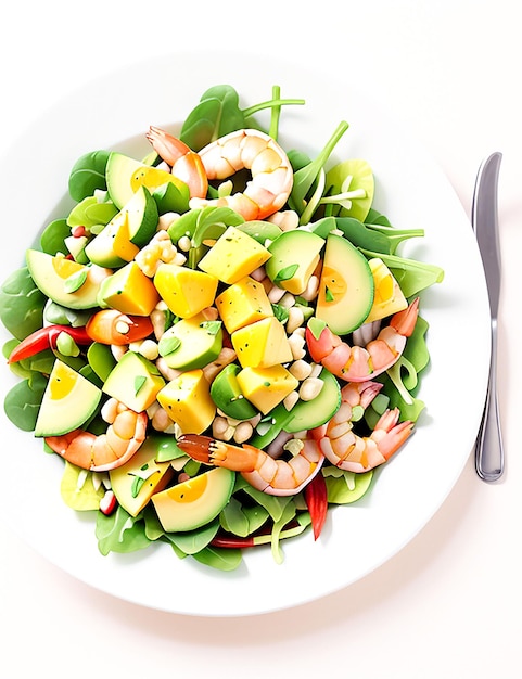 zalm- en avocadosalade op houten tafel gegenereerd door AI