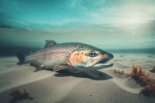 Zalm onderwater natuur Genereer Ai