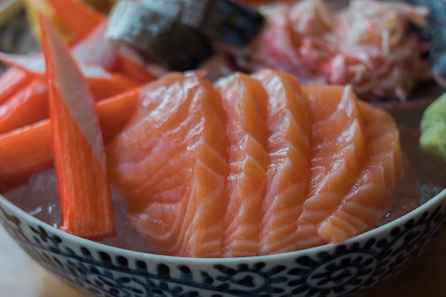 Foto zalm sashimi japanese food set