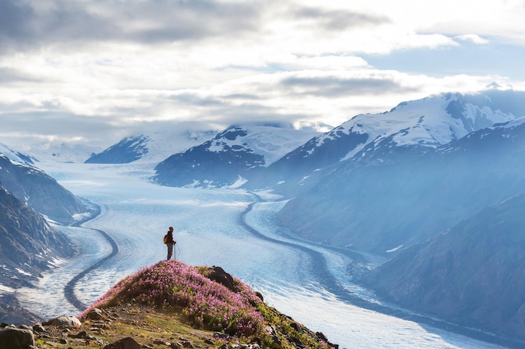 Foto zalmgletsjer in stewart, canada