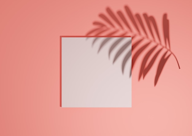 Zalmroze 3D minimaal eenvoudig bovenaanzicht plat productdisplay achtergrond podiumstandaard palmblad