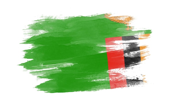 Мазок кисти флага Замбии, национальный флаг на белом фоне