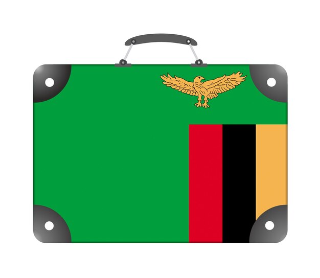 白い背景の上の旅行スーツケースの形でザンビアの旗-イラスト
