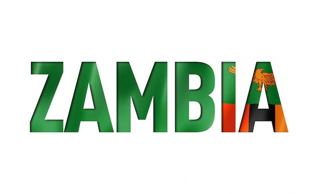 Zambia flag title on white background