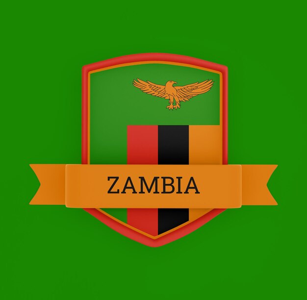 Photo zambia flag with banner