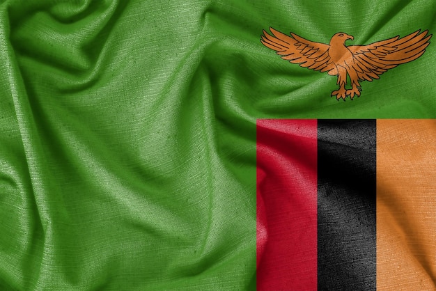 Zambia land vlag achtergrond realistische zijden stof
