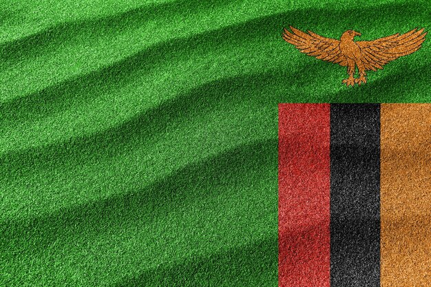 Zambia sand flag, national flag sand background